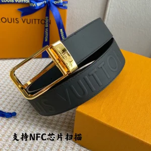 Essenceofluxury Womens Belts Louis Vuitton LV Black Leather Belt 35MM A175PP240 AA196613