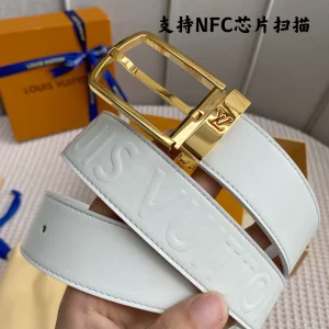 Essenceofluxury Womens Belts Louis Vuitton LV White Leather Belt 35MM A175PP240 AA196611