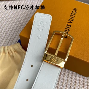 Essenceofluxury Womens Belts Louis Vuitton LV White Leather Belt 35MM A175PP240 AA196611