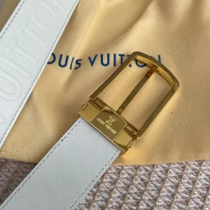 Essenceofluxury Womens Belts Louis Vuitton LV White Leather Belt 35MM A175PP240 AA196611