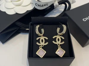 Essenceofluxury Womens Jewelry Chanel Crystals CC Logo Pendant Earrings A39PP180 AA196725
