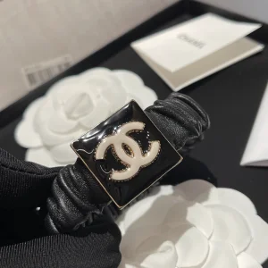 Essenceofluxury Womens Jewelry Chanel CC Logo Leather Hair Accessory A173PP180 AA196998