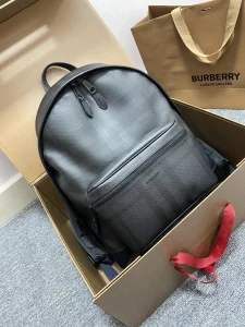 Essenceofluxury Mens Handbags Burberry Check Backpack in Black 42x14x30CM A196PP980 AA197897