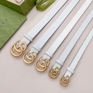 Essenceofluxury Womens Belts Gucci Double G White Leather Belt A175PP240 AA197874