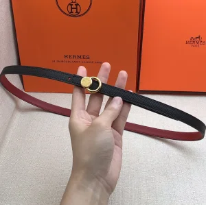 Hermes Leather Belt Black Red 13MM 