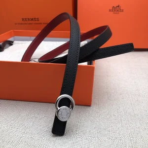 Essenceofluxury Womens Belts Hermes Leather Belt in Black Red 13MM A175PP240 AA197858
