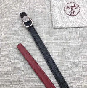 Essenceofluxury Womens Belts Hermes Leather Belt in Black Red 13MM A175PP240 AA197858