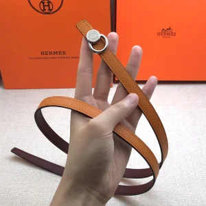 Hermes Leather Belt Brown Red 13MM 