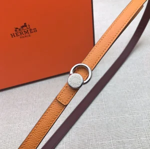 Essenceofluxury Womens Belts Hermes Leather Belt in Brown Red 13MM A175PP240 AA197868