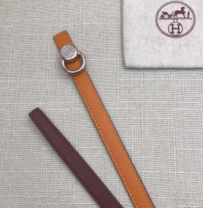 Essenceofluxury Womens Belts Hermes Leather Belt in Brown Red 13MM A175PP240 AA197868