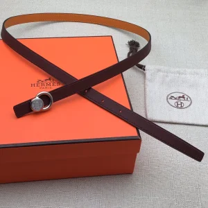 Essenceofluxury Womens Belts Hermes Leather Belt in Brown Red 13MM A175PP240 AA197868