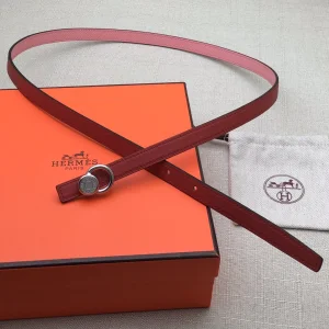 Essenceofluxury Womens Belts Hermes Leather Belt in Pink Red 13MM A175PP240 AA197862