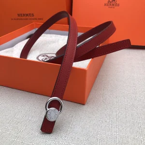 Essenceofluxury Womens Belts Hermes Leather Belt in Red 13MM A175PP240 AA197865