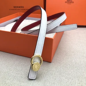 Essenceofluxury Womens Belts Hermes Leather Belt in White Red 13MM A175PP240 AA197863