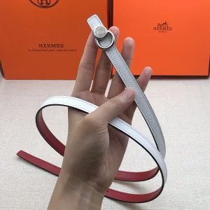 Hermes Leather Belt White Red 13MM 