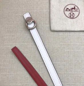 Essenceofluxury Womens Belts Hermes Leather Belt in White Red 13MM A175PP240 AA197864