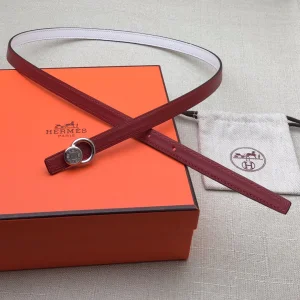 Essenceofluxury Womens Belts Hermes Leather Belt in White Red 13MM A175PP240 AA197864
