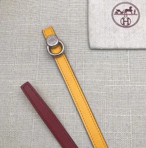 Essenceofluxury Womens Belts Hermes Leather Belt in Yellow Red 13MM A175PP240 AA197860
