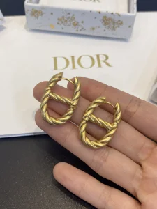 Dior Gold CD Navy Earrings 