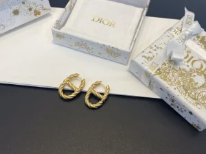 Essenceofluxury Womens Jewelry Dior Gold CD Navy Earrings A39PP180 AA198665