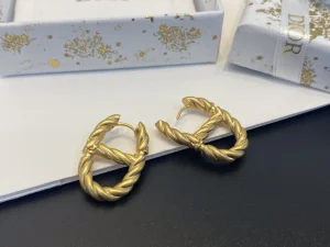 Essenceofluxury Womens Jewelry Dior Gold CD Navy Earrings A39PP180 AA198665
