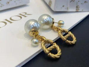 Essenceofluxury Womens Jewelry Dior Gold CD Navy Earrings with Pearl A39PP180 AA198664