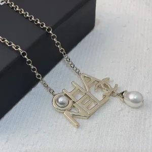 Chanel Gold Monogram CC Logo Pendant Necklaces 