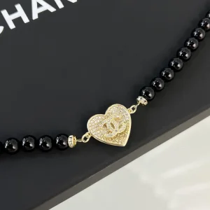 Essenceofluxury Womens Belts Chanel Crystals CC Logo Heart Pearls Belt A62PP280 AA199263