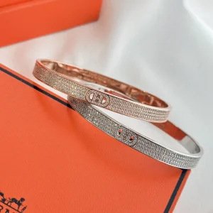 Essenceofluxury Womens Jewelry Hermes H Dancre Diamonds Bangle Bracelets A152PP280 AA199437