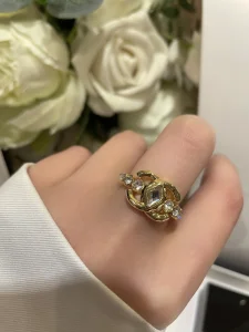 Essenceofluxury Womens Jewelry Chanel Gold CC Logo Crystals Rings A152PP180 AA199929