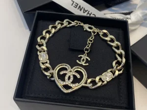 Chanel Crystals CC Logo Chain Bracelets Gold 