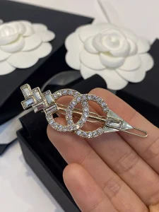 Chanel Crystals CC Logo Hair Pin 