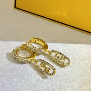 Essenceofluxury Womens Jewelry Fendi Crystals Earrings A152PP180 AA200478