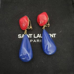 Saint Laurent YSL Red Blue Earrings 