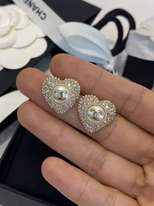 Chanel CC Crystals Heart Earrings 