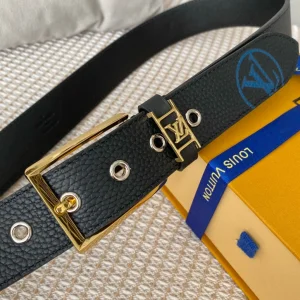 Essenceofluxury Mens Belts Louis Vuitton Vendome Leather Belt in Black 35MM A175PP240 AA201881
