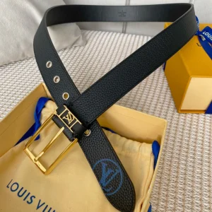 Essenceofluxury Mens Belts Louis Vuitton Vendome Leather Belt in Black 35MM A175PP240 AA201881