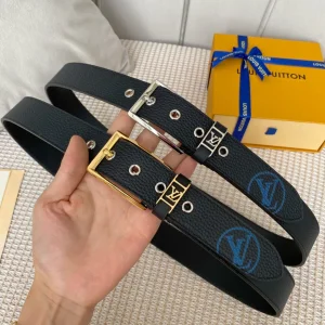 Essenceofluxury Mens Belts Louis Vuitton Vendome Leather Belt in Black 35MM A175PP240 AA201881