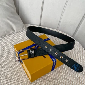 Essenceofluxury Mens Belts Louis Vuitton Vendome Leather Belt in Black 35MM A175PP240 AA201882