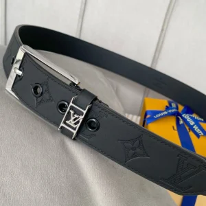 Essenceofluxury Mens Belts Louis Vuitton Vendome Leather Belt in Black 35MM A175PP240 AA201883