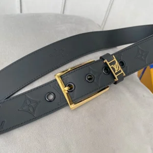 Essenceofluxury Mens Belts Louis Vuitton Vendome Leather Belt in Black 35MM A175PP240 AA201884