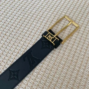 Essenceofluxury Mens Belts Louis Vuitton Vendome Leather Belt in Black 35MM A175PP240 AA201884