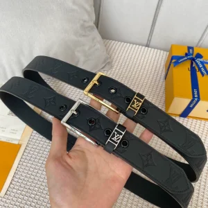 Essenceofluxury Mens Belts Louis Vuitton Vendome Leather Belt in Black 35MM A175PP240 AA201884