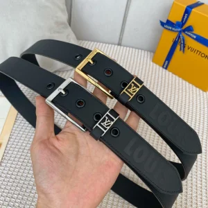 Essenceofluxury Mens Belts Louis Vuitton Vendome Leather Belt in Black 35MM A175PP240 AA201885
