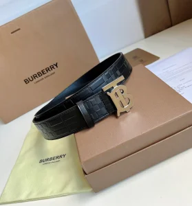 Essenceofluxury Mens Belts Burberry TB Belt in Black Leather 35MM A175PP240 AA202485