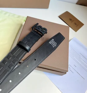 Essenceofluxury Mens Belts Burberry TB Belt in Black Leather 35MM A175PP240 AA202486