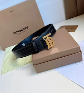 Essenceofluxury Mens Belts Burberry TB Belt in Black Leather 35MM A175PP240 AA202487