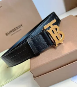Essenceofluxury Mens Belts Burberry TB Belt in Black Leather 35MM A175PP240 AA202487