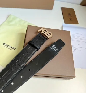 Essenceofluxury Mens Belts Burberry TB Belt in Black Leather 35MM A175PP240 AA202487
