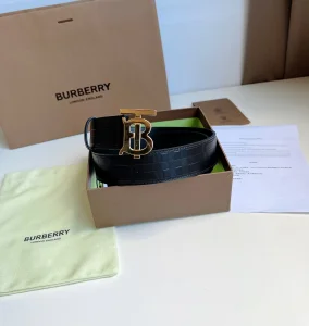 Essenceofluxury Mens Belts Burberry TB Belt in Black Leather 35MM A175PP240 AA202487